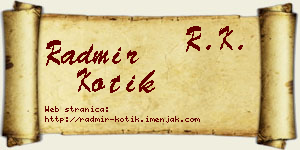 Radmir Kotik vizit kartica